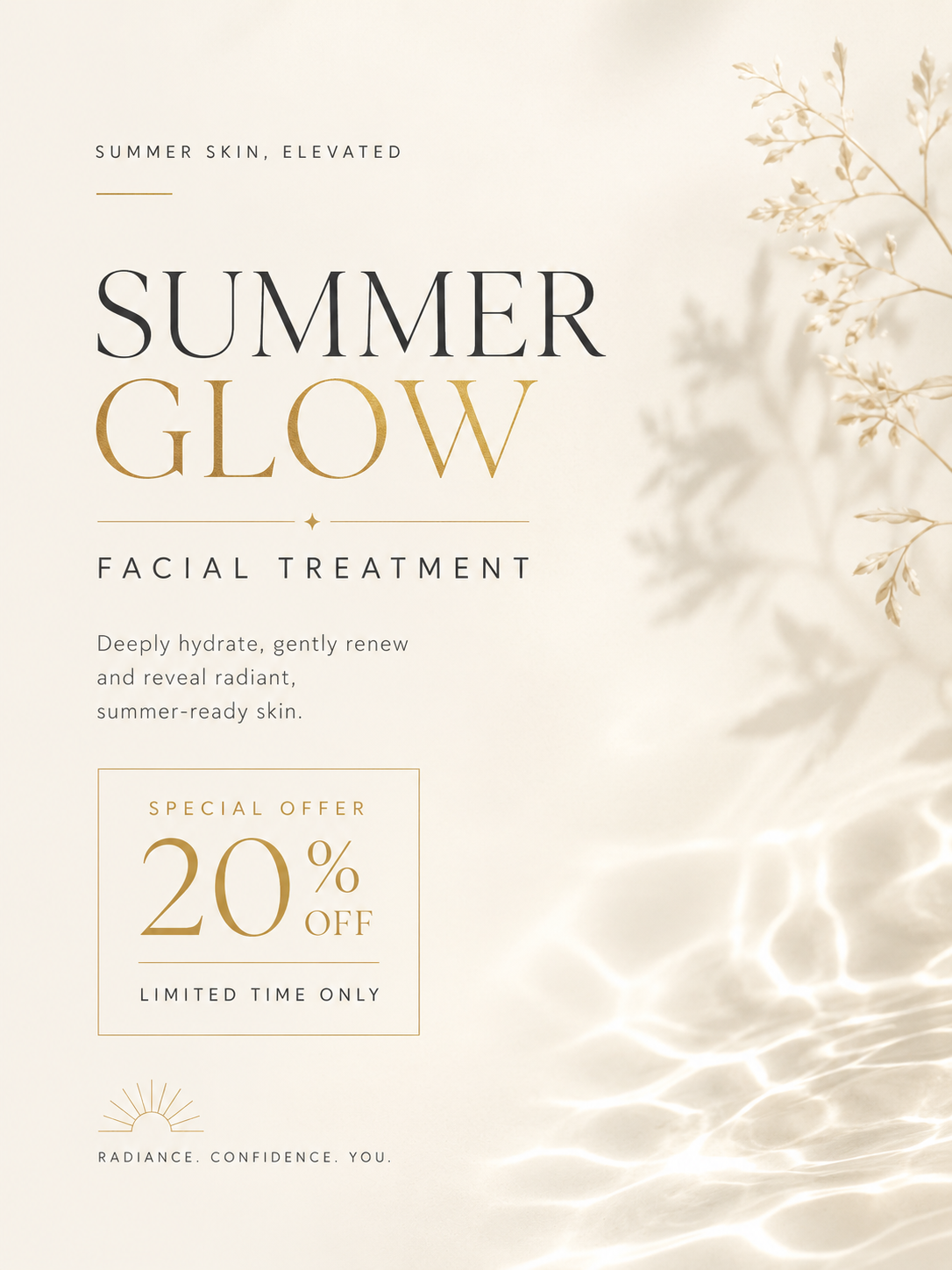 Summer Glow facial treatment promo graphic